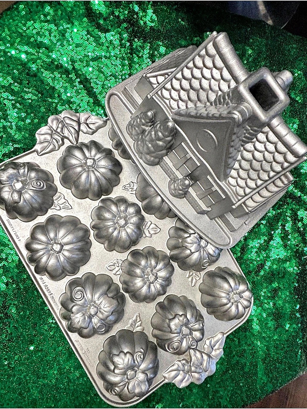 Set of Celiac safe Nordic ware Holiday Theme Baking moulds.